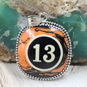 Pool Ball 13 925 Silver Pendant (REXT28-245)