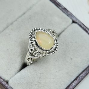 Dainty Ethiopian Opal 925 Sterling Silver Ring (RS46-14)