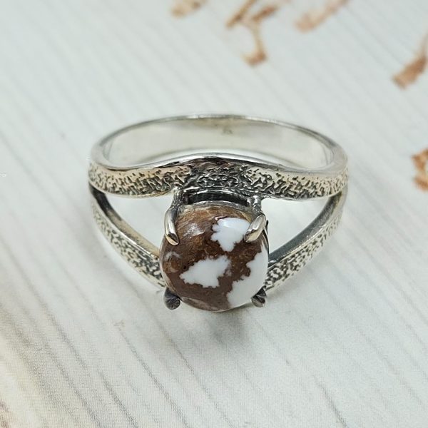Wild Horse Jasper Prong Set 925 Silver Ring (REXT1-24)