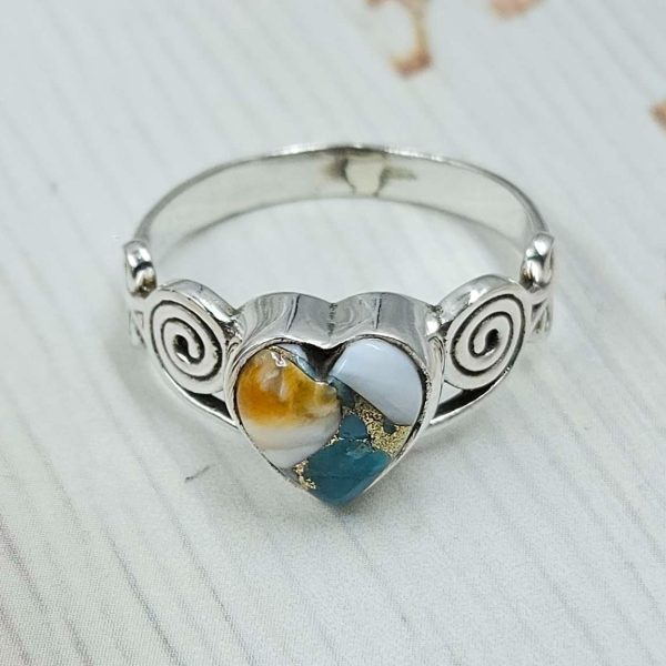 Spiny Oyster Turquoise 925 Silver Ring (REXT1-28)