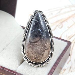Plum Root Agate Size US 8 925 Sterling Silver Ring (REXT63-19)