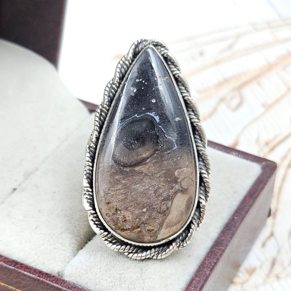 Plum Root Agate Size US 8 925 Sterling Silver Ring (REXT63-19)