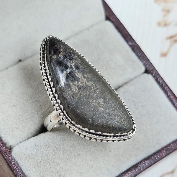 Plum Root Agate Size US 7 925 Sterling Silver Ring (REXT63-21) - Image 2