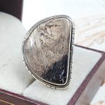 Plum Root Agate Size US 8 925 Sterling Silver Ring (REXT63-22)