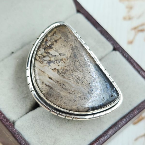 Plum Root Agate Size US 8 925 Sterling Silver Ring (REXT63-22) - Image 2