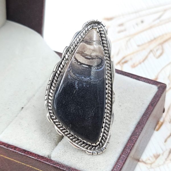 Plum Root Agate Size US 7 925 Sterling Silver Ring (REXT63-23)