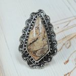 Plum Root Agate Size US 8 925 Sterling Silver Ring (REXT63-24)