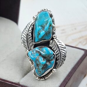 Raw Kingman Turquoise Size US 11 925 Sterling Silver Ring (REXT89-198)