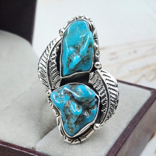 Raw Kingman Turquoise Size US 11 925 Sterling Silver Ring (REXT89-198)