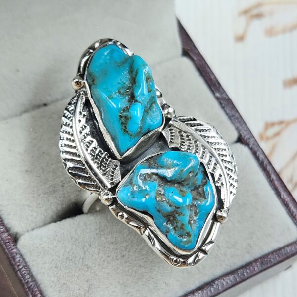 Raw Kingman Turquoise Size US 11 925 Sterling Silver Ring (REXT89-198) - Image 2