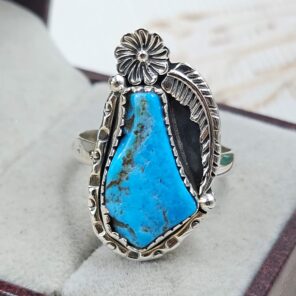 Raw Kingman Turquoise Size US 10 925 Sterling Silver Ring (REXT89-199)