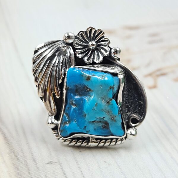 Raw Kingman Turquoise Size US 8 925 Sterling Silver Ring (REXT89-200)