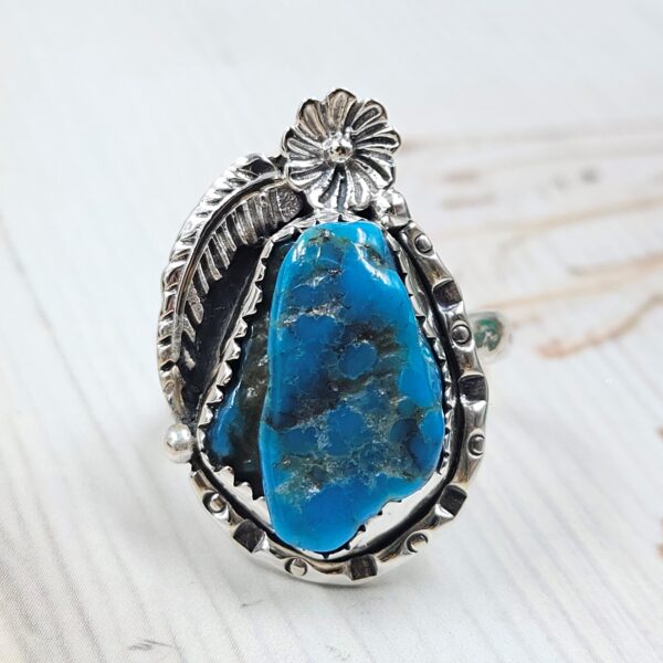 Raw Kingman Turquoise Size US 9 925 Sterling Silver Ring (REXT89-201)