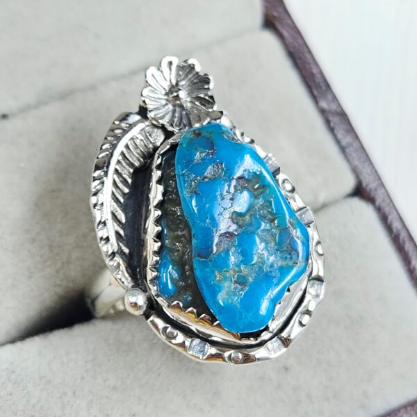 Raw Kingman Turquoise Size US 9 925 Sterling Silver Ring (REXT89-201) - Image 2