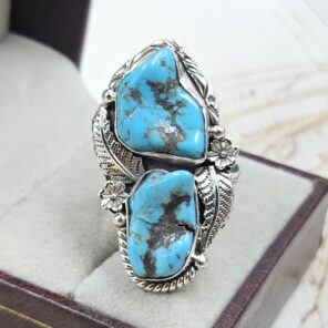 Raw Kingman Turquoise Size US 10 925 Sterling Silver Ring (REXT89-203)