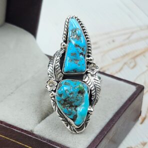 Raw Kingman Turquoise Size US 10 925 Sterling Silver Ring (REXT89-206)