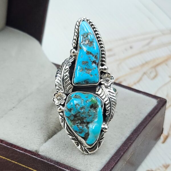 Raw Kingman Turquoise Size US 10 925 Sterling Silver Ring (REXT89-206)