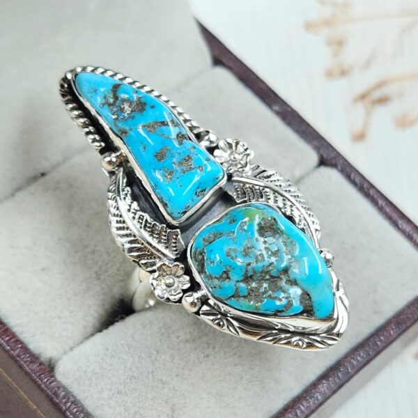 Raw Kingman Turquoise Size US 10 925 Sterling Silver Ring (REXT89-206) - Image 2