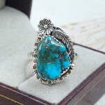 Raw Kingman Turquoise Size US 11 925 Sterling Silver Ring (REXT89-207)