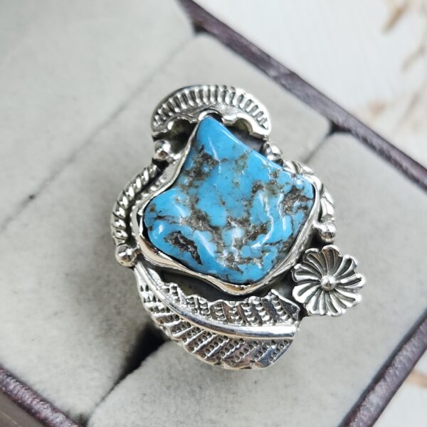 Raw Kingman Turquoise Size US 11 925 Sterling Silver Ring (REXT89-208) - Image 2