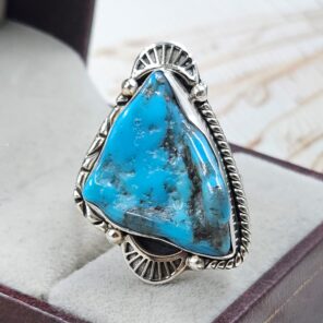 Raw Kingman Turquoise Size US 10 925 Sterling Silver Ring (REXT89-210)
