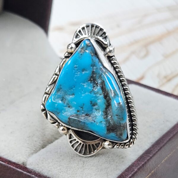 Raw Kingman Turquoise Size US 10 925 Sterling Silver Ring (REXT89-210)