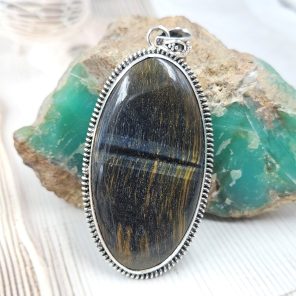 Blue Tiger's Eye 2.5" 925 Silver XL Pendant (RS15-235)