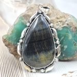 Blue Tiger's Eye 2.5" 925 Silver XL Pendant (RS15-238)
