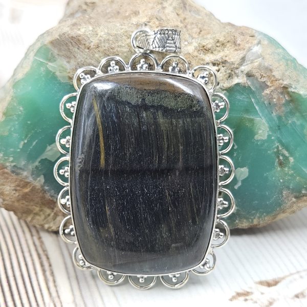 Blue Tiger's Eye 2" 925 Silver XL Pendant (RS15-239)