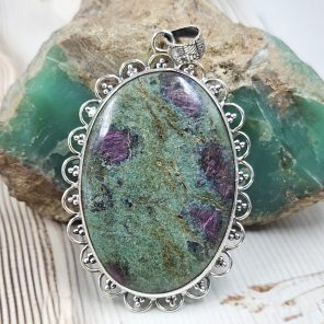 Ruby fuchisite 2.25" 925 Silver XL Pendant (RS15-242)