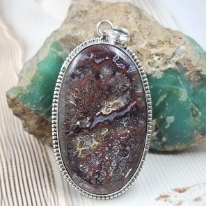 Crazy lace agate 2.5" 925 Silver XL Pendant (RS15-252)