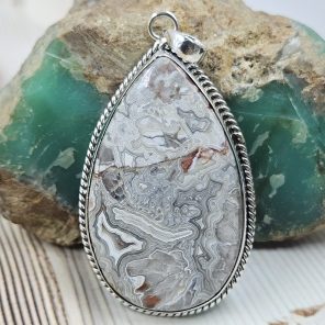Crazy Lace Agate 2.25" 925 Silver XL Pendant (RS15-263)