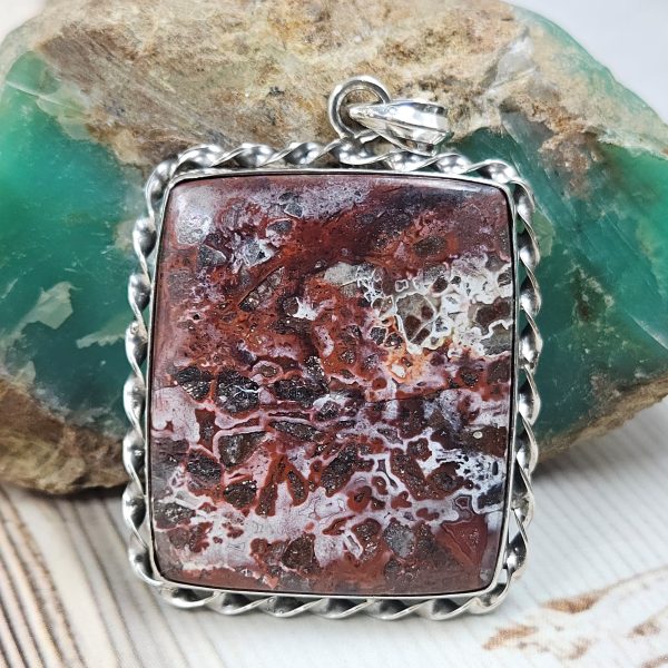 Crazy lace agate 2" 925 Silver XL Pendant (RS15-253)