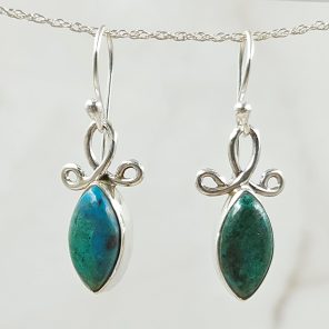 Chrysocolla 925 Sterling Silver Earrings (REXT63-46)