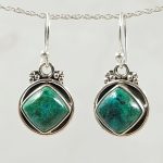 Chrysocolla 925 Sterling Silver Earrings (REXT63-48)