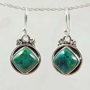 Chrysocolla 925 Sterling Silver Earrings (REXT63-48)