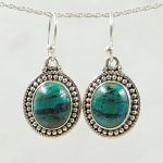 Chrysocolla 925 Sterling Silver Earrings (REXT63-49)