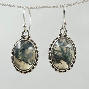 Moss Agate 925 Sterling Silver Earrings (REXT63-42)