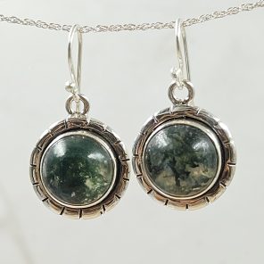 Moss Agate 925 Sterling Silver Earrings (REXT63-43)