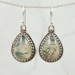 Moss Agate 925 Sterling Silver Earrings (REXT63-44)