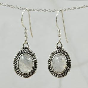 Rainbow Moonstone 925 Sterling Silver Earrings (REXT63-52)