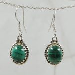 Malachite 925 Sterling Silver Earrings (REXT63-57)