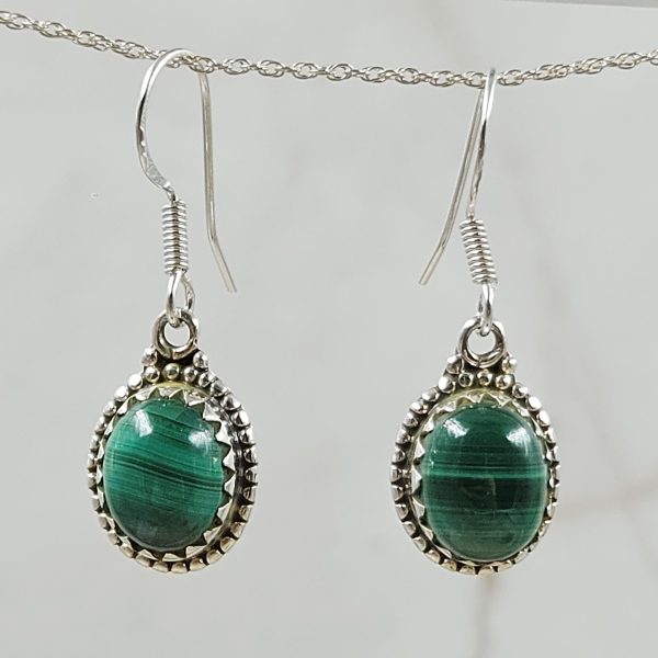 Malachite 925 Sterling Silver Earrings (REXT63-57)