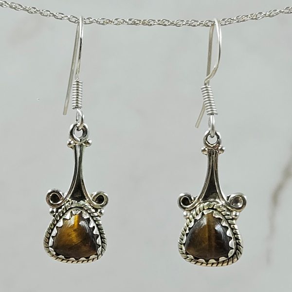 Tiger's Eye 925 Sterling Silver Earrings (REXT63-60)