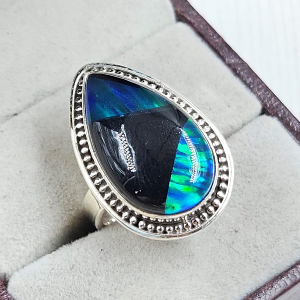 Aurora Opal Size US 7 925 Sterling Silver Ring (REXT54-98) - Image 2