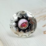 Pink Dahlia Turquoise 925 Sterling Silver Shadow Box Ring (RS3-62)