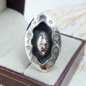 Wild Horse Jasper 925 Sterling Silver Shadow Box Ring (RS3-67)