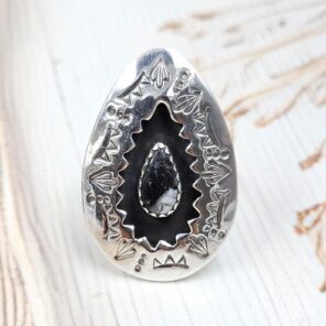 White Buffalo Turquoise 925 Sterling Silver Shadow Box Ring (RS3-68)