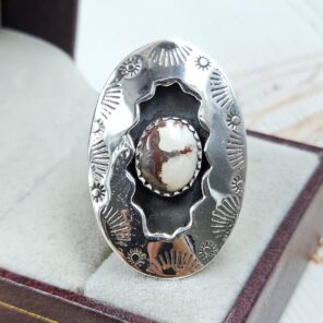 Wild Horse Jasper 925 Sterling Silver Shadow Box Ring (RS3-74)