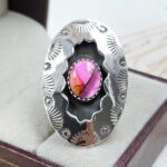 Pink Dahlia Turquoise 925 Sterling Silver Shadow Box Ring (RS3-76)